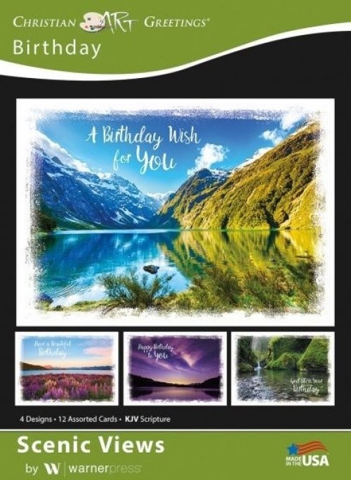 Scenic View Assorted Birthday Cards (KJV) (Box Of 12)