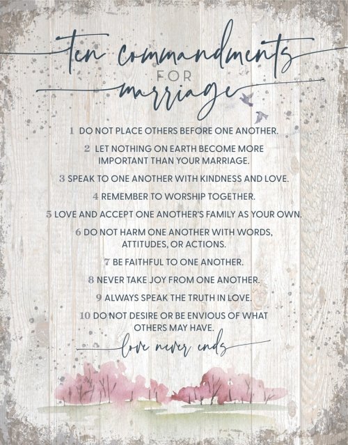 Wall Plaque-Timberland Art 11.75X15-Ten Commandments For Marriage