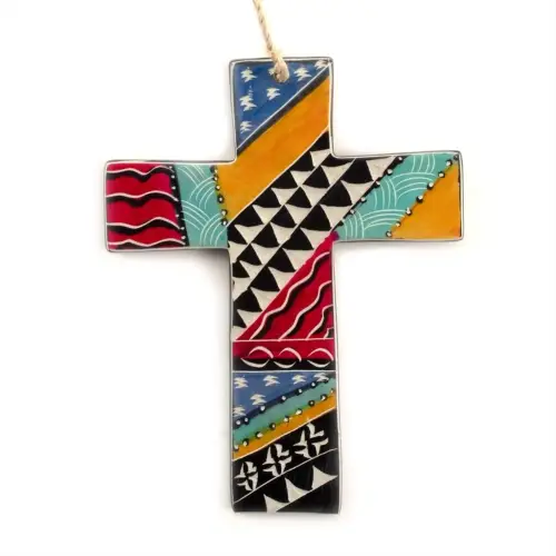 Multi Colour Soapstone Cross with Twine