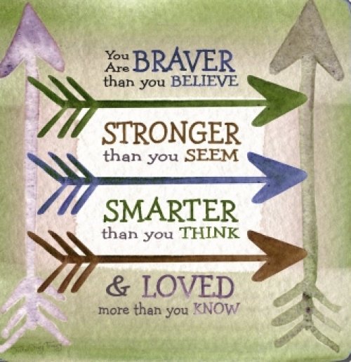 Plaque-Braver  Stronger  Smarter & Loved ArtMetal (Metal Easel) (3.5" Square)