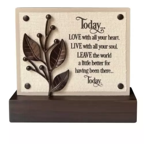 Faith Plaque-Today/Love With All Your Heart (5 1/8" x 5 1/2" x 1 1/4")