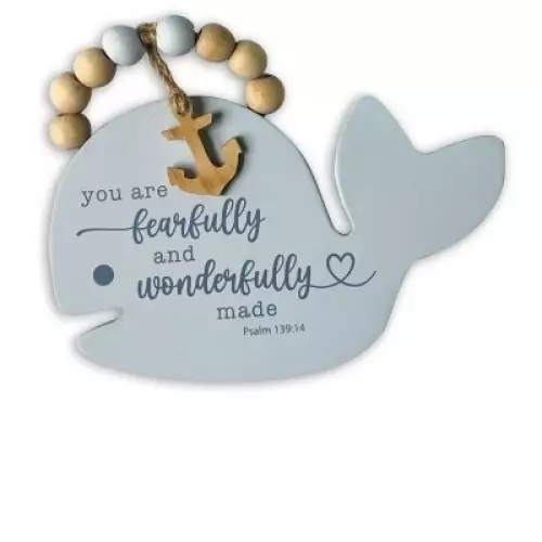 Wall Plaque-Whale/You Are Fearfully And Wonderfully Made (5" x 6") (Psalm 139:14)