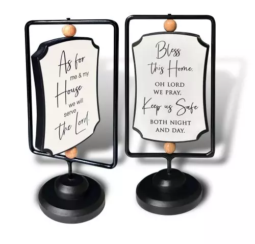 Swivel Plaque-As For Me & My House/Bless This Home (6.5" x 3.25" x 2.5")