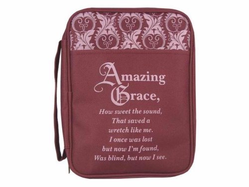 Bible Cover-Canvas-Amazing Grace-Burgundy-LRG (OUT OF PRINT)
