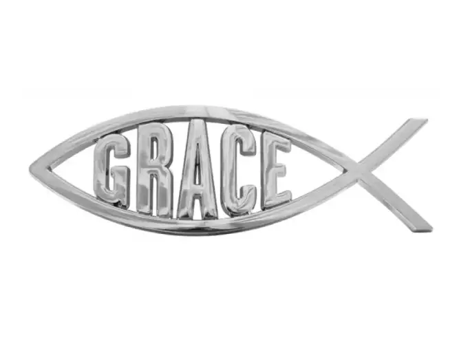 Auto Decal-Grace/Fish-Silver (5.5" x 2") (Pack Of 6)
