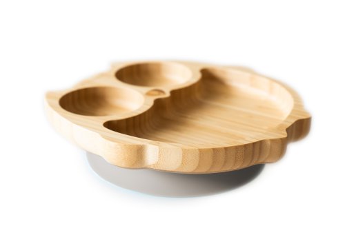 Bamboo Owl Suction Plate - Grey