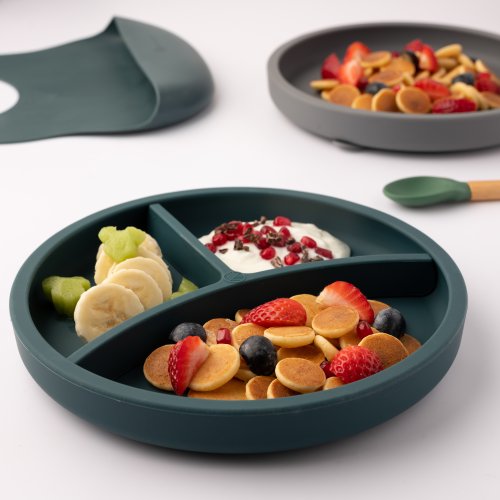 Silicone Plate - with Removable Divider -  Teal