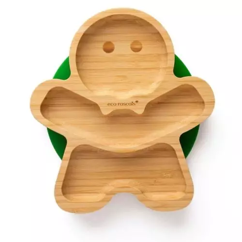 Bamboo Gingerbread Man Christmas Plate - Christmas Green