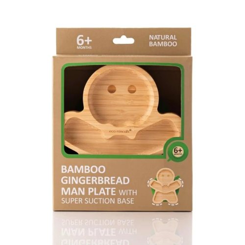 Bamboo Gingerbread Man Christmas Plate - Christmas Green