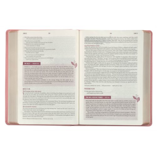 Devotional Bible NLT for Women Faux Leather, Pink