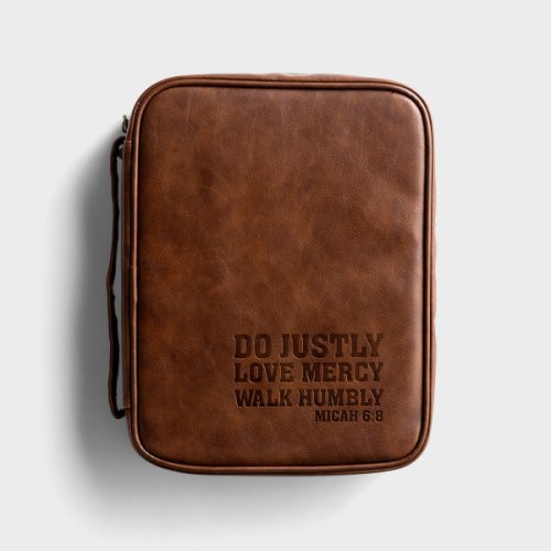 Large Do Justly, Love Mercy Walk Humbly Brown Bible Cover - Micah 6:8