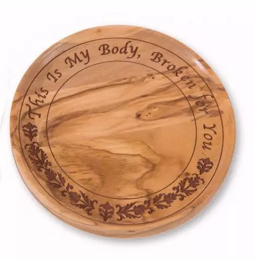 Communion-Plate "This Is My Body  Broken For You"-Olivewood (#200)