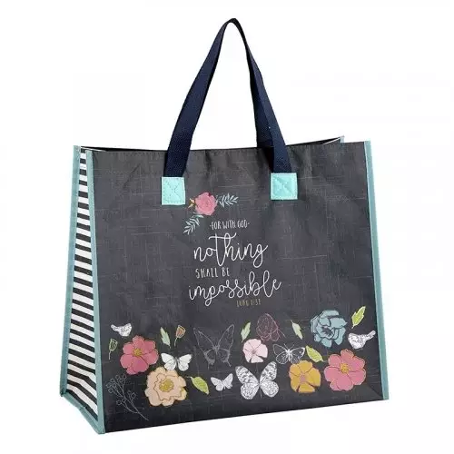 Tote Bag-Prayerful Wings-Nothing Shall Be Impossible (16"" X 13.5"")