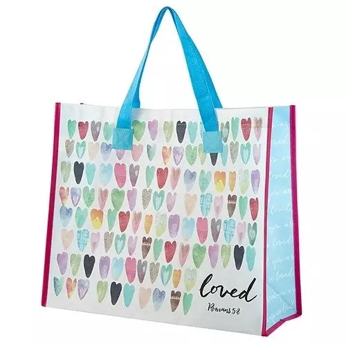 Tote Bag-Brave Heart-Loved (16"" X 13.25"" W/7"" Gusset)-Laminated Nylon