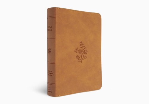 ESV Large Print Personal Size Bible, Red Letter, Thumb Indexed (TruTone, Nubuck Caramel, Wildflower Design)