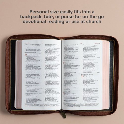 CSB Personal Size Bible, Holman Handcrafted Collection, Zipper Closure, Marbled Tan Premium Calfskin