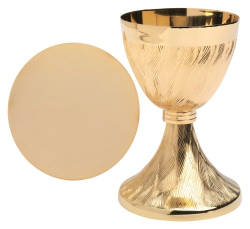 Chalice with paten golden plated H 17 cm