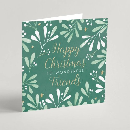 Happy Christmas to Wonderful Friends Single Christmas Card
