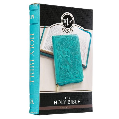 KJV Bible Compact Faux Leather, Teal w/zipper