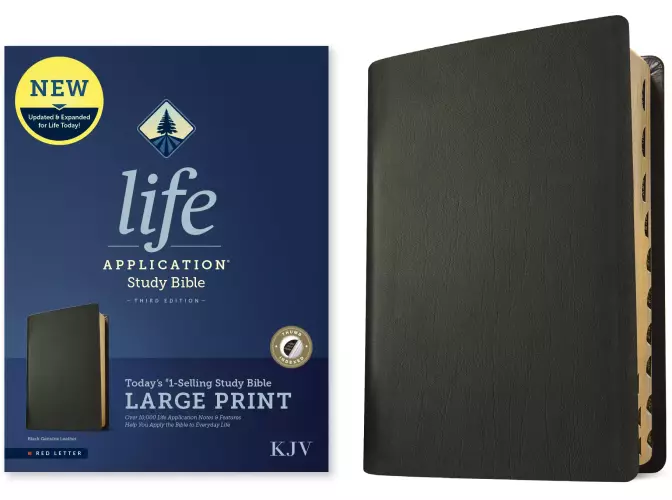 KJV Life Application Study Bible, Third Edition, Large Print (Genuine Leather, Black, Indexed, Red Letter)