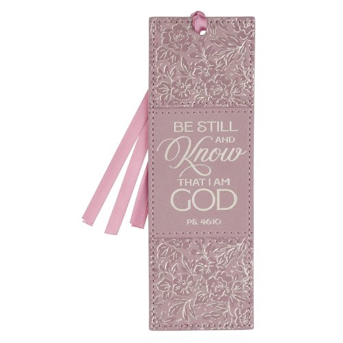 Bookmark-Be Still And Know That I Am God (Ps. 46:10)-Dusty Mauve Faux Leather