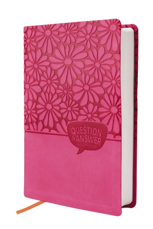 NIrV, Question and Answer Bible for Kids, Leathersoft, Pink, Comfort Print: Answers to 1,000 Questions Kids Ask About God, Faith, and the Bible