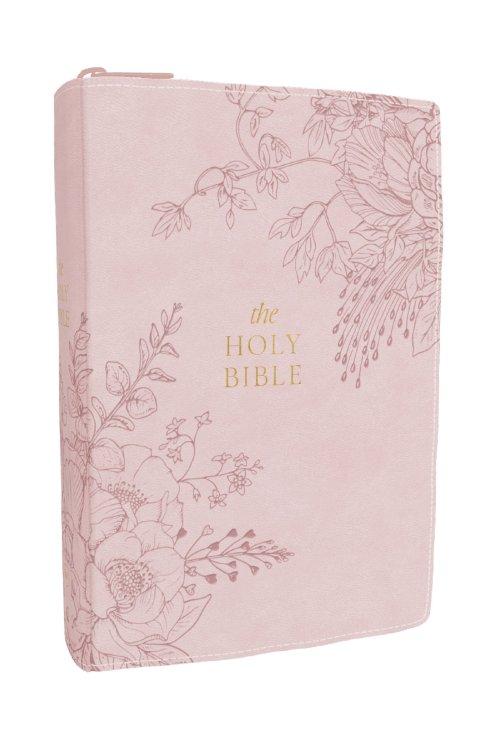 KJV Compact Large Print Bible, Pink Leathersoft Zipper Closure, Red Letter, Comfort Print