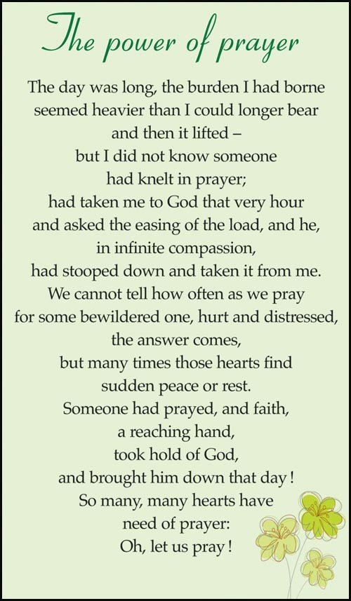 Pack of 20 Prayer Cards - The Power Of Prayer