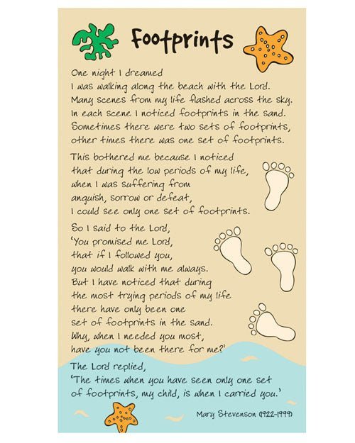 Prayer Card - Footprints - One Night I Dreamed...