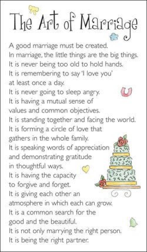 Prayer Card - The Art Of Marriage
