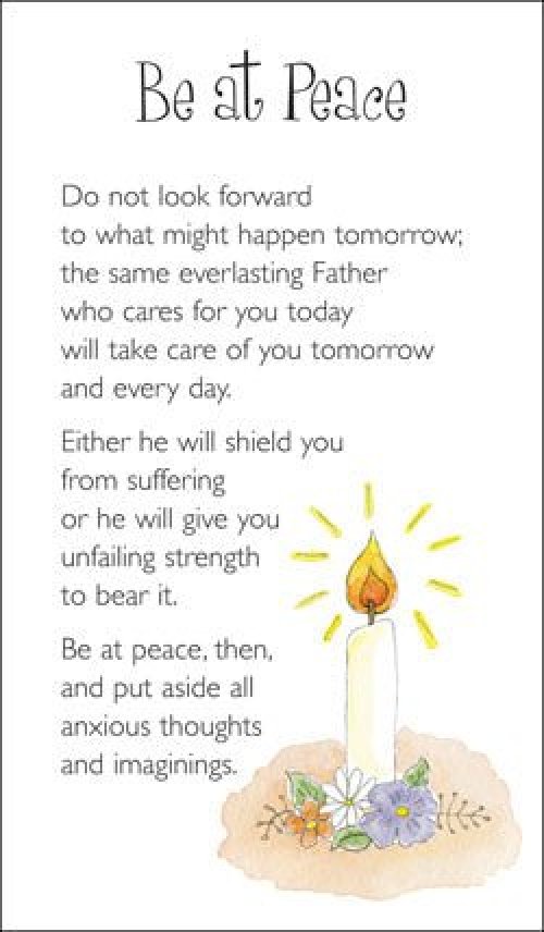 Pack of 20 Prayer Cards - Be At Peace