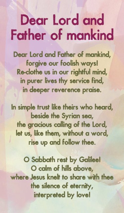 Prayer Card - Dear Lord And Father Of Mankind (Double Sided)