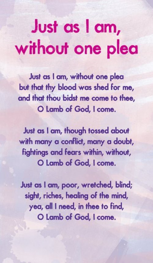 Just As I Am, Without One Plea - Hymn Card (Double Sided)