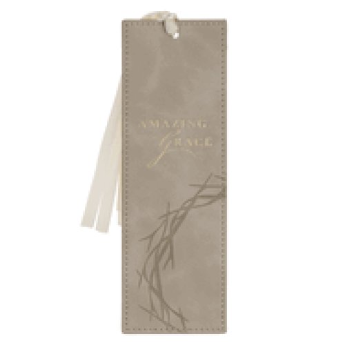 Bookmark Faux Leather Taupe Amazing Grace Isa. 53:5
