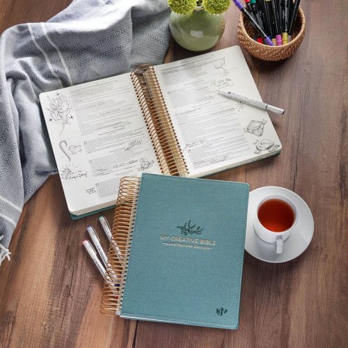 KJV Teal Faux Leather Hardcover My Creative Bible Illustrators Edition