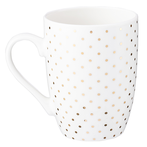 Mug White with Gold Polka Dots Strength & Dignity