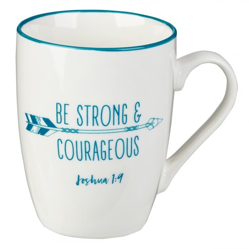 Be Strong and Courageous Joshua 1:9 Ceramic Christian Coffee Mug for Women and Men - Inspirational Coffee Cup and Christian Gifts, 12oz