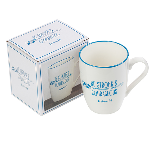 Be Strong and Courageous Joshua 1:9 Ceramic Christian Coffee Mug for Women and Men - Inspirational Coffee Cup and Christian Gifts, 12oz