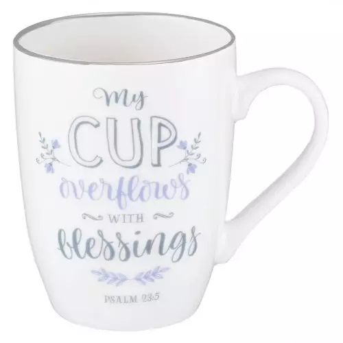 Mug White My Cup Overflows Ps. 23:5