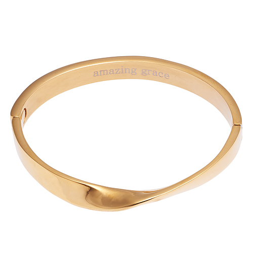 Amazing Grace Hinged Bangle Bracelet, Strength Heart and Soul Jewelry Collection