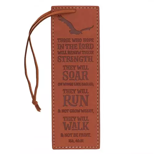 Bookmark-Pagemarker-On Wings Like Eagles-LuxLeather-Tan