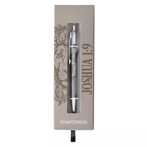 Pen in Gift Box Gray Strong & Courageous Josh. 1:9
