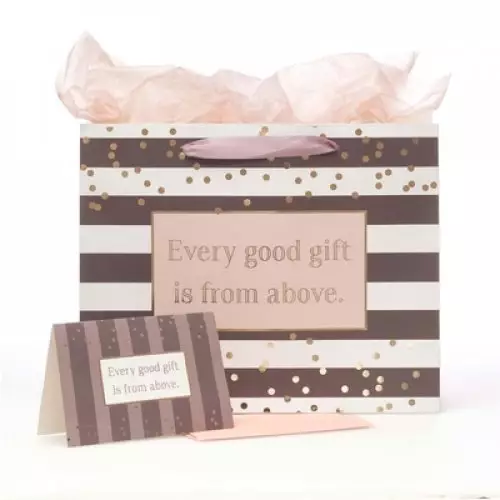 Pink/Gold Gift Bag, Card, & Tissue Paper Set: Every Good Gift - James 1:7, Large