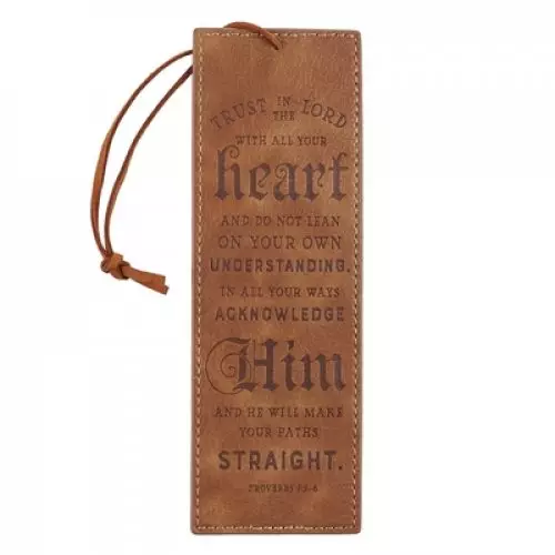 Bookmark Faux Leather Tan Trust In The Lord Prov. 3:5-6