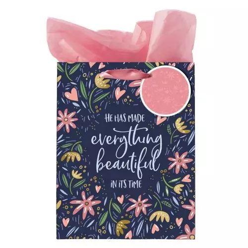 Gift Bag MD Blue/Pink Everything Beautiful Eccl. 3:11