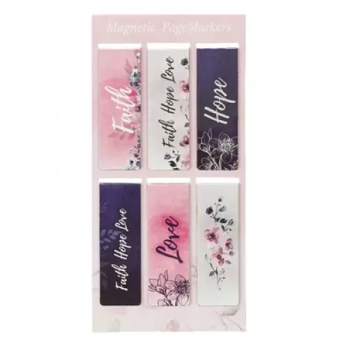 Magnetic Bookmark Floral Watercolor Set Faith, Hope, Love