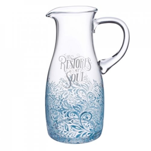 Pitcher Glass He Restores My Soul