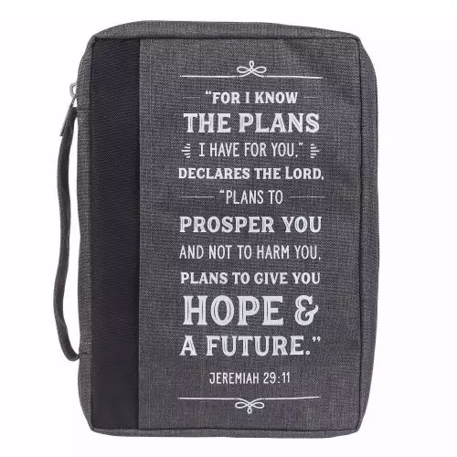 Medium I Know The Plans Jeremiah 29:11 Gray Canvas Bible Cover