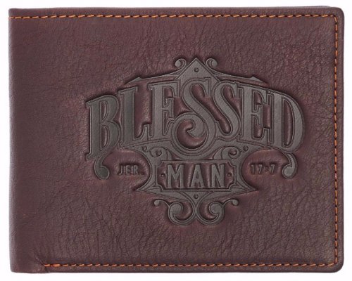 Christian Art Gifts Genuine Leather Wallet for Men Blessed Man – Jeremiah 17:7 Bible Verse Quality Classic Brown Leather Bifold Wallet Christian Gifts for Men, Blessed Man Collection
