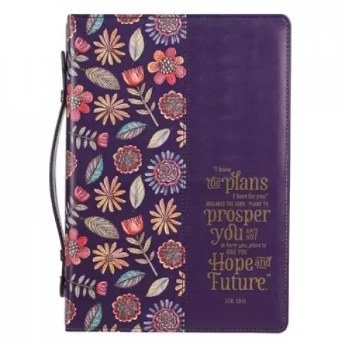Medium Jeremiah 29:11 I Know the Plans Purple Floral Faux Leather Fashion Bible Cover